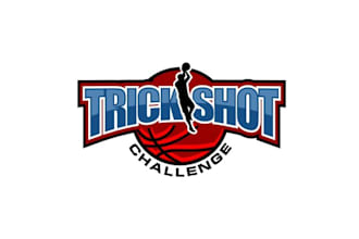 design modern trick shot challenge basketball logo