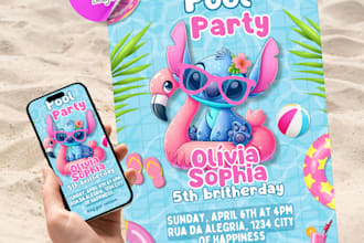 lilo estitch pool party invitation