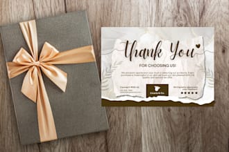 luxury thank you card, product insert and business card