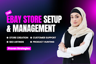 do ebay store creation,seo optimize listing,product hunting and customer service