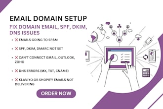 fix domain email, dns, spf, dkim for shopify, klaviyo, gmail, outlook, ghl