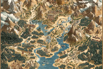 draw map illustration, vector map, fantasy map, landscape,