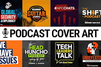 make a modern minimalist podcast cover art, podcast logo and any graphics design
