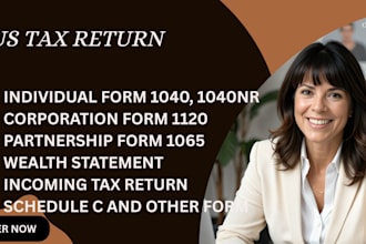 prepare and file US tax return for individual and business 1040, 1120, 1065
