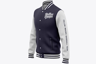 create realistic 3d model letterman jacket, t shirt mockup hoodies jacket