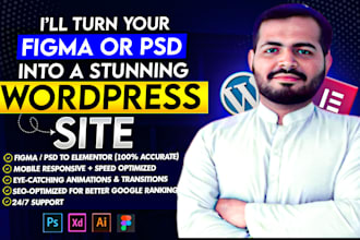 convert figma to wordpress, PSD to wordpress, figma to elementor