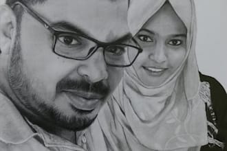 draw a realistic handmade pencil portrait from your photo