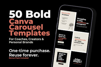 give you 50 customizable canva linkedin carousel templates