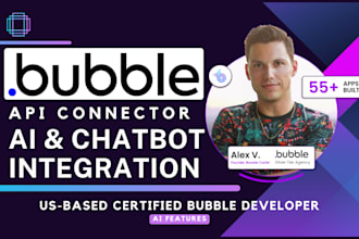 add chatgpt, chatbot, ai api integration to bubble io website or app
