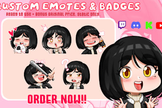 create cute custom twitch emotes, discord, and sub badges