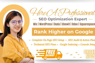 do monthly SEO optimization for duda, showit, odoo, squarespace, wordpress, wix