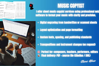copy your full score and edit sheet music as your expert music copyist