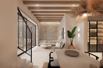 redesign neoclassic interior,ikea furniture model,3d kitchen design, cgi hallway