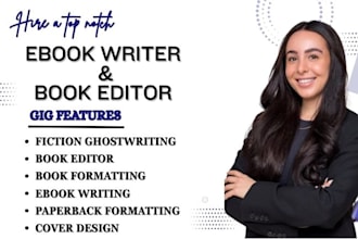 be your ebook ghostwriter, fiction ghostwriter, book editor, ghost book writer