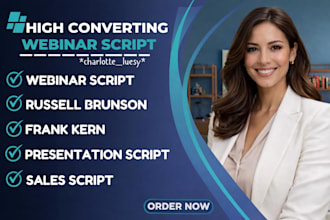 write high converting webinar script using russell brunson, frank kern approach