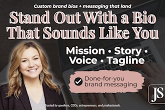 write a brand bio or about me page with voice and vision