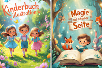illustriere ein einzigartiges kinderbuch mit liebevollen, farbenfrohen zeichnung