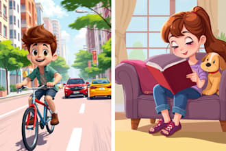 children story book illustration, children picture book illustration