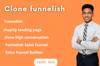 design and clone shopify landing page with repo, page fly gem pages  funnelish