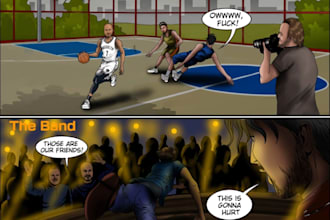 draw graphic novel illustration, comic page, comic book, nsfw, motion comic