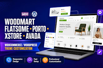 customize woodmart, flatsome, porto, xstore, avada woocommerce wordpress theme