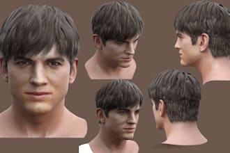 sculpt 3d face, realistic 3d head, 3d bust, 3d full body model for 3d printing