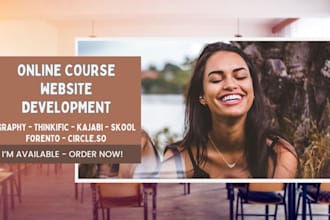 setup online course website on graphy, thinkific, kajabi forento skool circle so