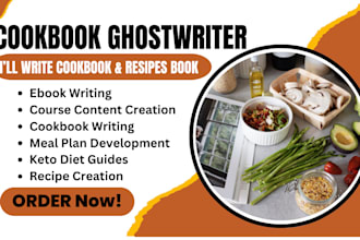 be your cookbook writer, meal plan, keto diet, food recipe, ebook ghostwriter