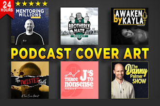make a modern podcast cover art, podcast logo and any graphics design