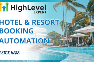 setup hotel gohighlevel automation, resort booking hotel website, airbnb listing