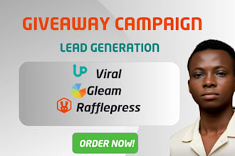 set up viral giveaway campaign on upviral viralsweep gleam for lead generation