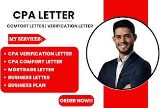 write US CPA letter, CPA verification letter, CPA audit, CPA comfort letter