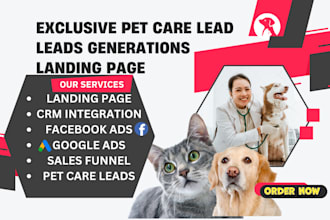 exclusive pet care leads pet grooming pet care landing page training leads
