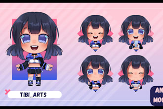 draw png tuber avatar and chibi pngtuber for twitch streams