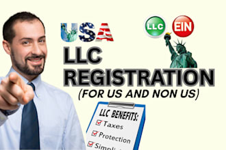register USA llc, ein and US bank open US llc registration for us non US