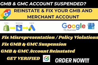 reinstate, optimize, fix gmb suspension, gmc misrepresentation