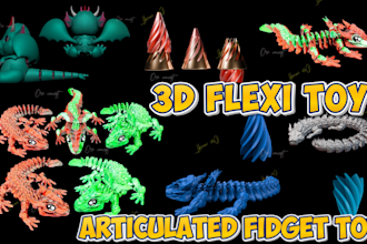 sculpt 3d flexi toy for printing, articulated toy model, 3d dragon, stl file