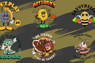 draw vintage retro character t shirt brand mascot logo vintage cartoon fan art