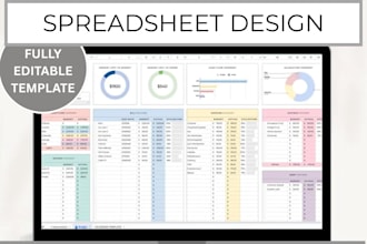 design custom excel google spreadsheet dashboard budget sales stock tax tracker
