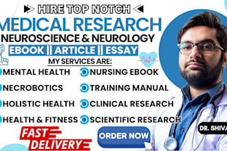 write medical ebook, neuroscience ebook, health and fitness article and report