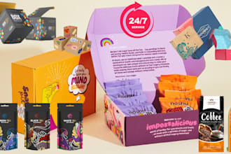 do custom product packaging, mailer box, pouch design food label or coffee label