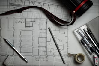 draw USA blueprint plans, city permit architectural, stamp and map illustrations