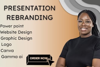 redesign slides and rebrand old powerpoint presentation, website for brands