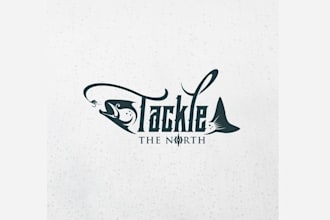 design creative looking fishing outdoors theme tackle logo