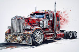 portray any automobile, truck, or vehicle in a unique style