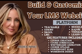 build and customise your lms website on teachable, thinkific, kajabi, wordpress