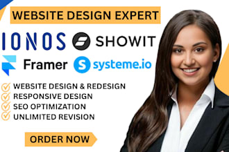 design or redesign ionos website showit  website framer website systemeio web