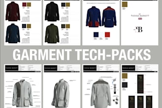 do fashion apparel tech pack with flat sketch design