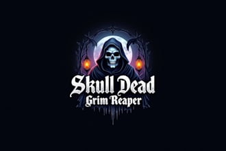 design a custom skull, dead, grim reaper mascot logo