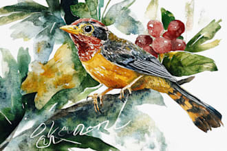 do watercolor painting of animals, botanicals, people, objects